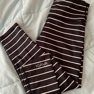 Kiava Black and White Striped Leggings Capri